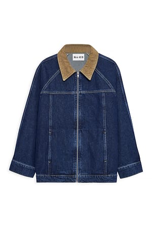 Rinse Wash Dunjakke i denim med kragedetaljer