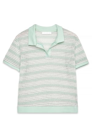 Blue Stripe Oberteil mit Kragen und kurzen Ärmeln