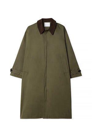 Khaki Trenchcoat med kontraskrave