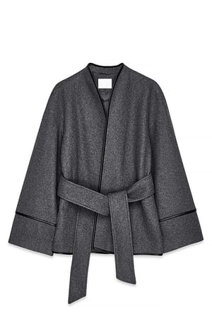 Grey Contrast Binding Short Coat