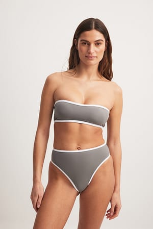 Grey Haut de bikini matelassé à détail contrastant