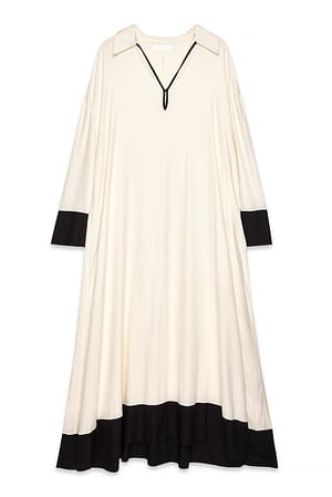 Cream Contrast Panel Kaftan