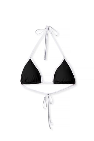 Black Triangel-Bikini-Oberteil mit Kontrast