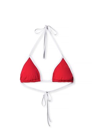 Red Contrast Triangle Bikini Top