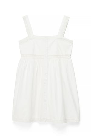 White Robe courte en coton à empiècements en dentelle