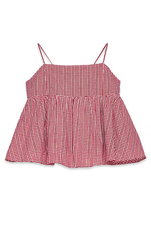 Red/White Top i bomuld med åben ryg og strop