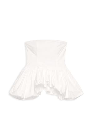 White Bandeau-Top aus Baumwolle mit Bubsaum