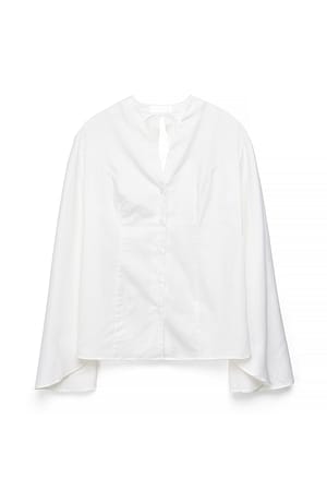White Camisa tipo capa de algodón con espalda abierta