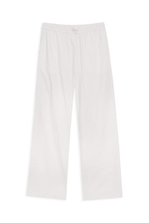 Beige Stripe Cotton Wide Elastic Waist Pants