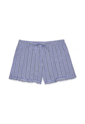 Blue/White Vid shorts i bomull med middels liv
