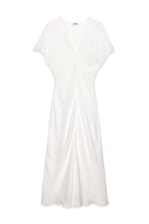 Cream Crinkle Maxikleid mit kurzen Ärmeln