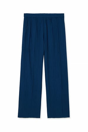 Dark Navy Crinkle-Hose mit Kontrastbindung