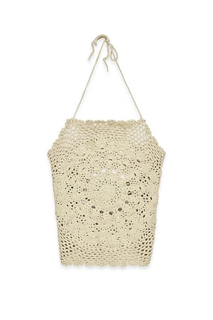 Beige/Brown Haut en maille crochetée