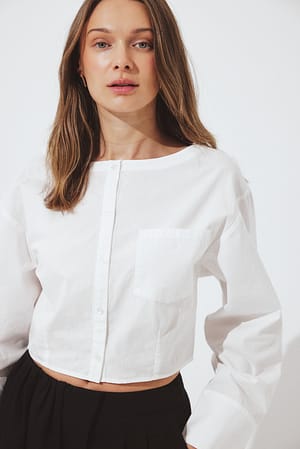 White Cropped-Baumwollhemd
