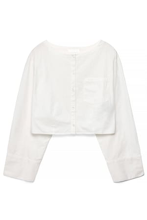 White Cropped Cotton Shirt