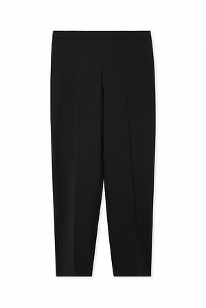 Black Cropped Mid Waist Pants