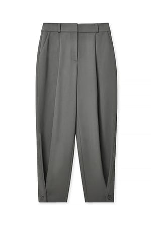 Grey Cropped Suit Pants