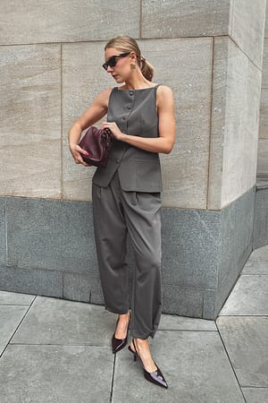 Grey Cropped-Anzughose