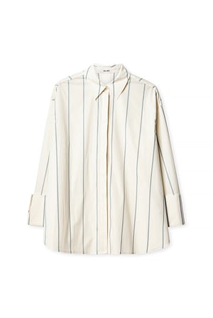 Light Blue Stripe Cuff Detail Oversized Cotton Shirt