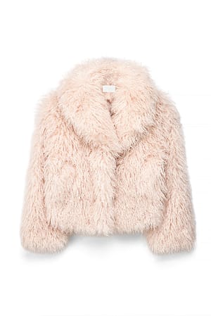 Light Pink Curly Short Faux Fur Jacket