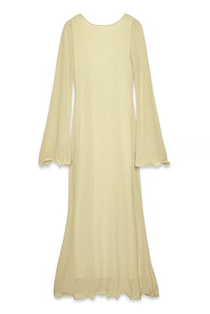 Light Green Plisseret kjole med dyb ryg