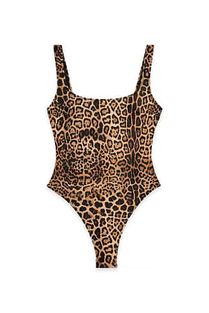 Leopard Badedragt med dyb ryg