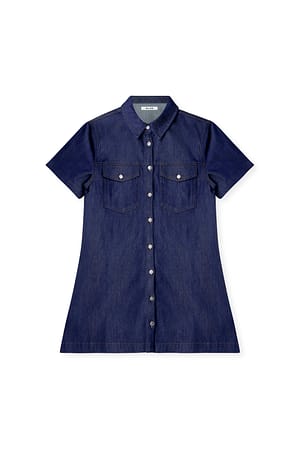 Rinse Wash Minikleid aus Denim mit Hemdkragen