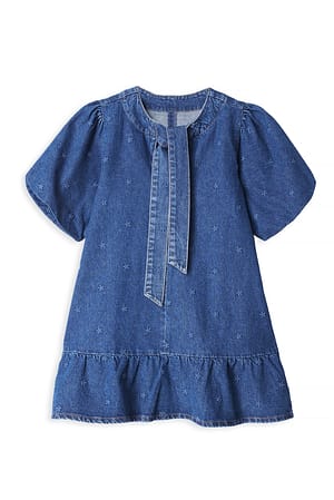 Dark Blue Denim Tie Mini Dress