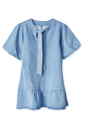 Blue Denim Tie Mini Dress