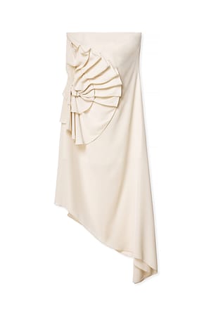 Cream Flower Detail Chiffon Midi Dress