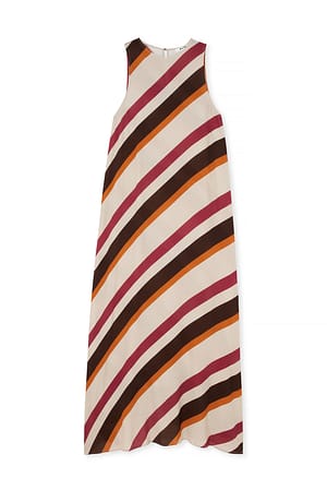 Multicolor Diagonal Striped Maxi Dress