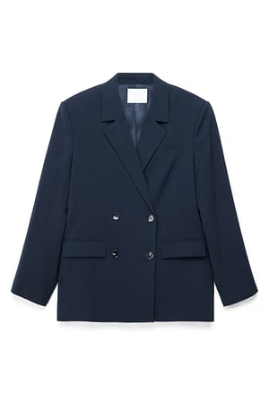 Navy Oversized dobbeltradet blazer