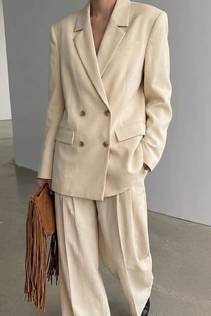 Vanilla Double Breasted Oversized Blazer