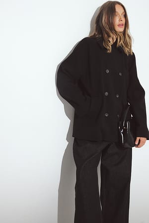 Black Kort dubbelbröstad kappa