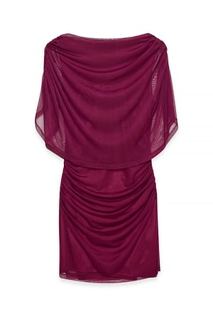 Wine Red Drapert minikjole med kappe