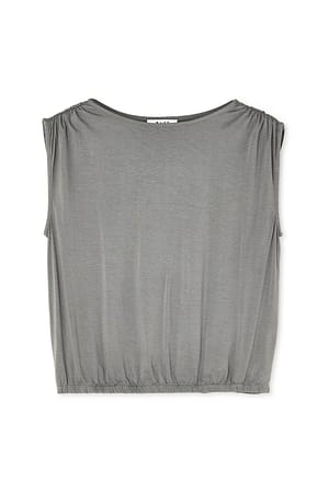 Grey Topp i jersey med draperte detaljer
