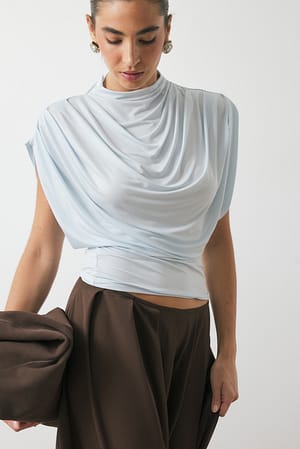 Light Blue Draped Jersey Top