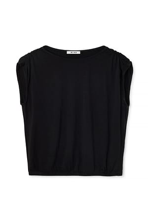 Black Drapiertes Jersey-Oberteil