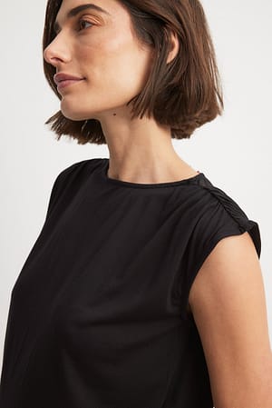 Black Draperad topp i jersey