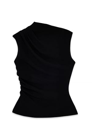 Black Draped Jersey Top