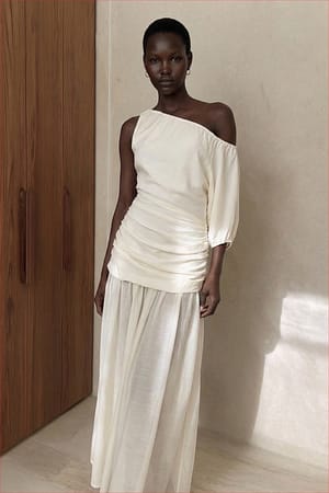Beige Robe longue drapée