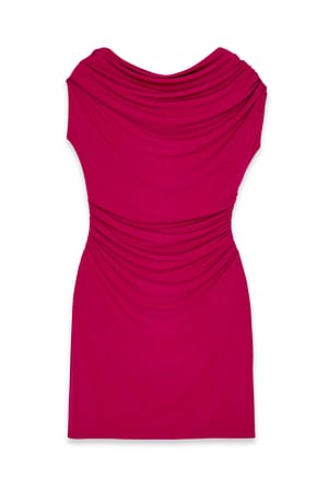Fuchsia Pink drapiertes Minikleid