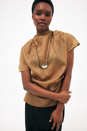 Light Brown Draperet gennemsigtig top