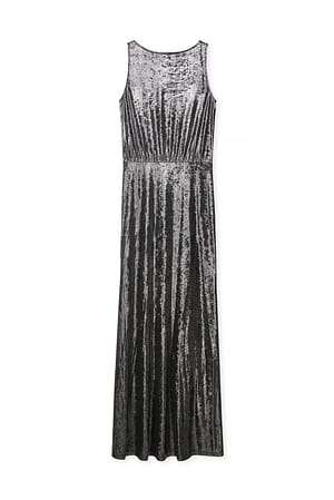 Silver Draped Shiny Dress