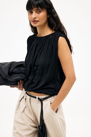 Black Ærmeløs top med drapering