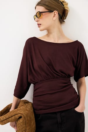 Brown Haut Focus à taille drapée