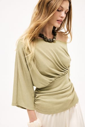 Khaki Green Haut Focus à taille drapée