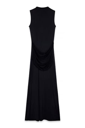 Black Maxikleid mit drapierter Taille
