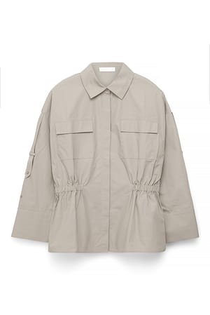 Beige Drawstring Cargo Shirt