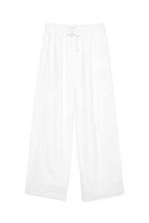 White Leinenhose mit elastischem Bund